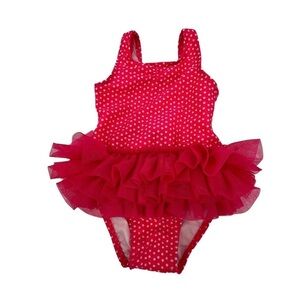 Cat & Jack Pink White Polka Dot Tutu Swim Suit Size 18 Months Baby Girl’s